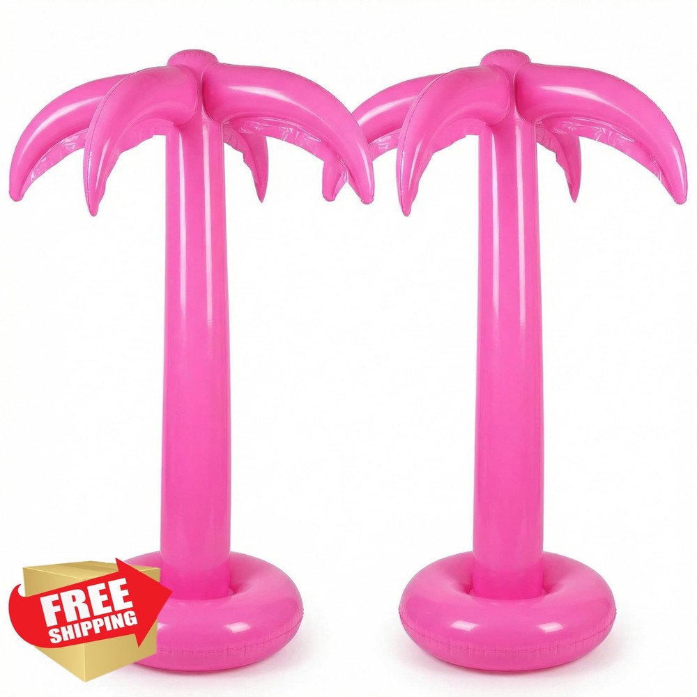 Hungdao 2 Pack Palm Tree Decoration, 67-Inch Hot Pink Inflatable Palm Trees D…