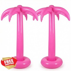 Hungdao 2 Pack Palm Tree Decoration, 67-Inch Hot Pink Inflatable Palm Trees D…