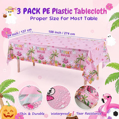 3 Pack Summer Halloween Decorations Plastic Tablecloth Tropical Gothic Halloween