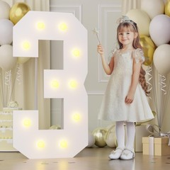1 PCS 4FT Foam Board Number 3 Light Up Marquee Number Birthday Party Decor