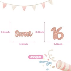 Sweet 16 Confetti Number 16 Birthday Table Decorations Rose Gold Glitter