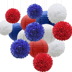 15 Pcs Navy Blue Party Decorations – Easy Assemble Tissue Paper Pom Poms & Honey