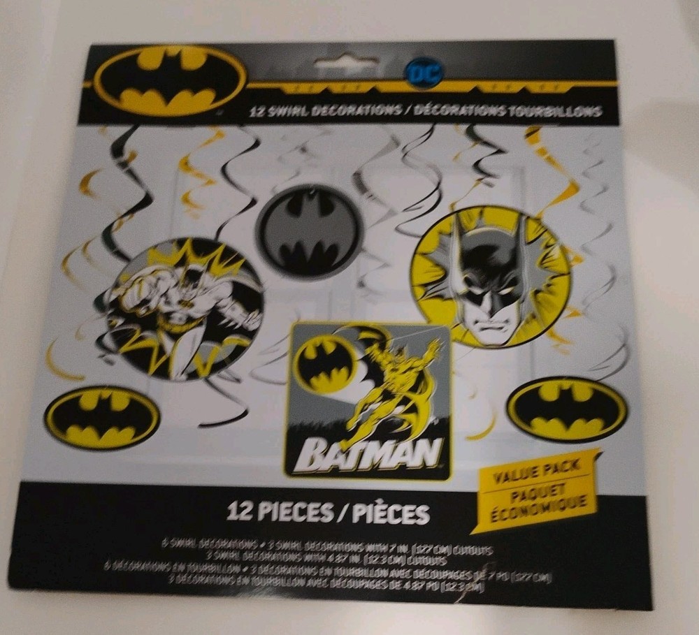 Batman Birthday Party Decorations Danglers Classic DC Comics Logo Pack of 12 NEW