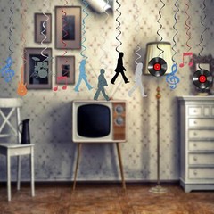 Rock and Roll Party Decorations 60s Retro Music Streamers Hanging…
