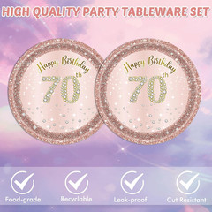 40Pcs 70Th Birthday Decorations for Women Rose Gold 70 Year Old Birthday Decorat