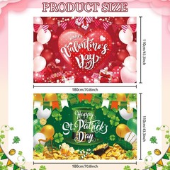 2Pcs Happy Valentine’s Day Backdrop Banner and St. Patrick’s Day Backdrop Ban…