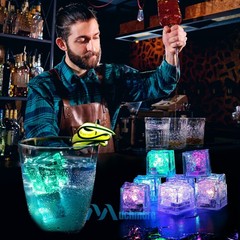 12Pcs Waterproof LED Light Up Ice Cubes for Drinks Colors Flashing Glow in Water