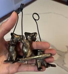 Set of 3 Cast Iron Mouse Table Card Holders Bronze-Tone Finish Whimsical Decor