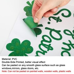 4 Sheet St. Patrick’s Day Window Clings Glitter Green Shamrock Window Decals Dou