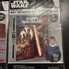 STAR WARS WALL BANNER DECORATING KIT (5pc) ~ Birthday Party Supplies And More