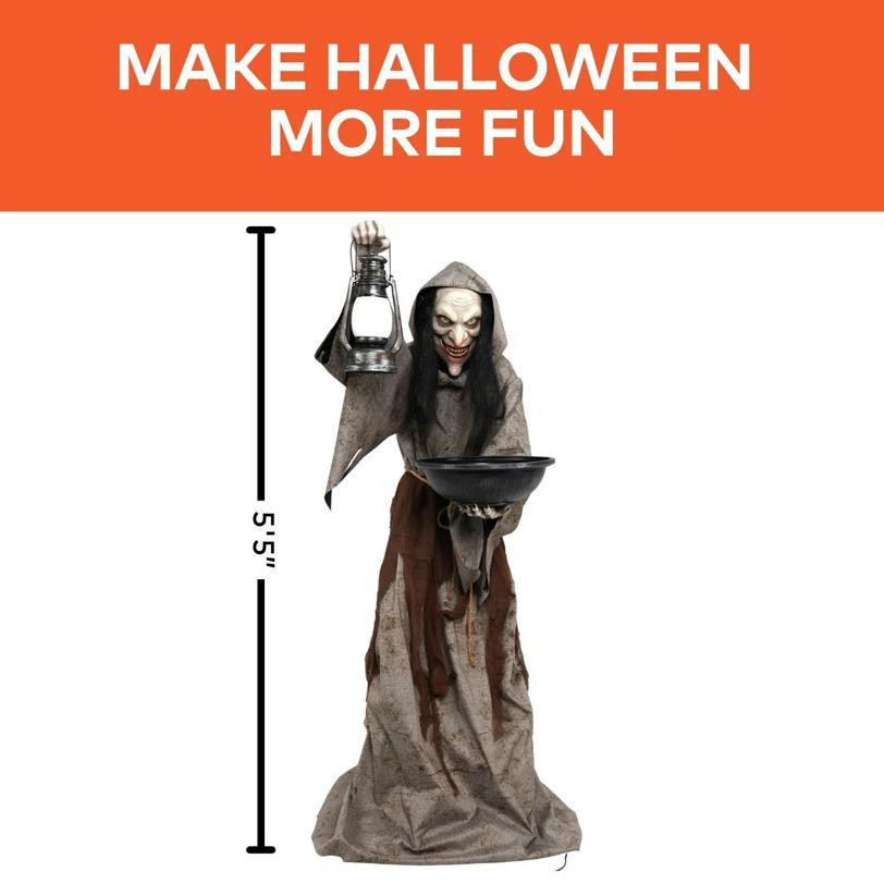 6 Ft Animated Light-Up Mildred Wicked Witch Halloween Decoration Lantern Prop