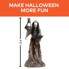 6 Ft Animated Light-Up Mildred Wicked Witch Halloween Decoration Lantern Prop