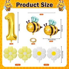 Happy 1st Bee Day Decorations Daisy Bee Balloons So Sweet to Bee One Bumble B…