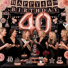 40th Birthday Decorations for Women, Rose Gold 1986 Happy 40th Birthday Decorati