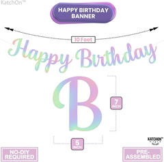 , Iridescent Cursive Happy Birthday Banner – Pre-Strung, 10 Feet | Birthday Deco