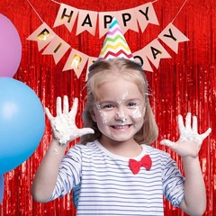 2 Pack Red Streamers Party Backdrop Christmas Decorations Foil Fringe Backdrop
