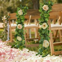 4 Packs 24FT Artificial Eucalyptus Flower Garland with White Camellias, Faux
