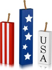 Versatile 4th of July Decorations – 3 PC Wooden Centerpieces for Festive Style