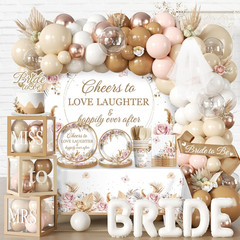 301Pcs Boho Bridal Shower Decorations Complete Party Set, Serves 25 Guests, Boho