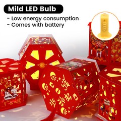 8Pcs Lunar Chinese New Year Lanterns Red Paper Cuts Lucky Lantern Festival Decor