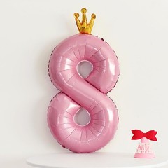 40″ Crown Pink Balloon – Big Conjoined Light Pink Foil Mylar Helium Number 8