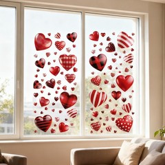 Valentines Day Window Clings Heart Stickers for Glass Door Windows,…