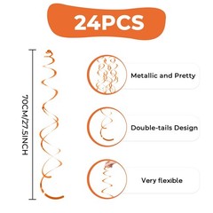 24 PCS Orange Hanging Swirl, Sparkle Ceiling Decorations, Plastic Streamer Pa…