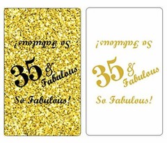 35 & Fabulous Miniatures Candy Bar Wrapper, (Set of 60) Mini Candy Bar Stickers