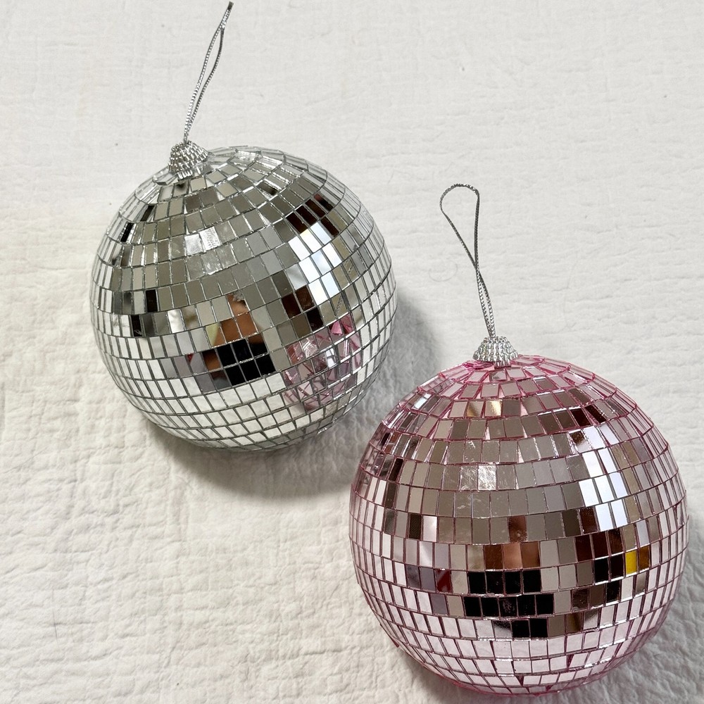 Disco Ball 6» Silver or Pink Mirror Hanging Party Wedding Home Decor Ball Gift