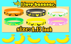 24PCS Banana Rubber Bracelets Silicones Wristbands Fruit Party Themed Birthday P