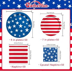 Disposable Paper Plates and Napkins American Flag Design for Veteran Day Events