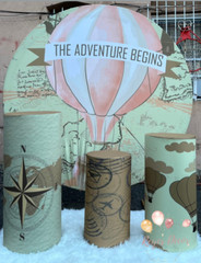 Themed Round Backdrops w/ Matching Cylinder Covers-Many Designs Party Decor Set
