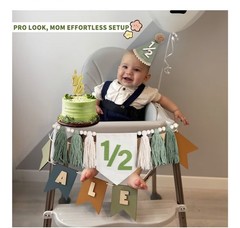 1/2 Birthday Boy Half Birthday Decorations High Chair Banner, 6 Month Tassel …