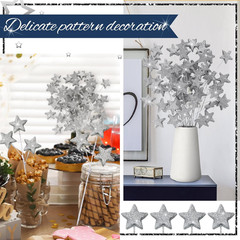 24 Pcs Glitter Star Picks 13.8» Sparkly Star Stem Picks Decoration Foam Vase St
