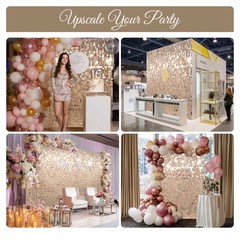 24 Pcs Shimmer Wall Backdrop Panels Square Sequin Photo Champagne Gold 4×6 Ft