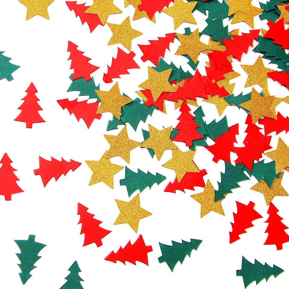 Red Green White Christmas Tree Star Holiday Table Glitter Confetti 300pcs