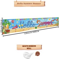 Hello Summer Beach Banner, Summer Party Decorations Outdoor Tropical Pool Lua…