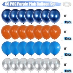Blue Orange Space Balloons, 55 Pcs Set – Natural Latex Navy Blue and Orange