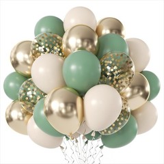 Sage Green Gold Balloons 50 pcs 12 inch Olive Green Sand White Metallic Gold…