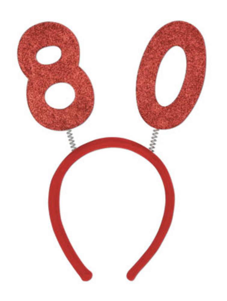 80TH BIRTHDAY PARTY GLITTER HEADBAND BOPPER