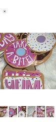 Donut Birthday Party Table Decoration Set, Paper Multicolor Sprinkles Signs