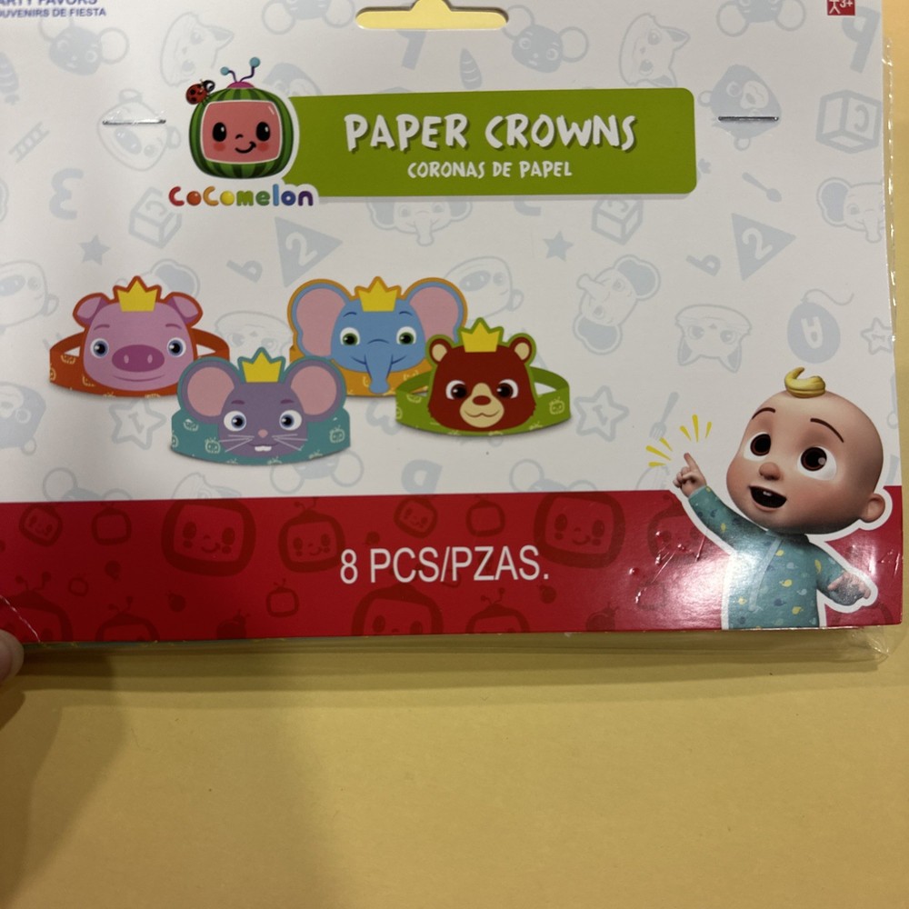 Cocomelon Birthday Party Cardboard Paper Crown 8pcs/ Pack Kids New