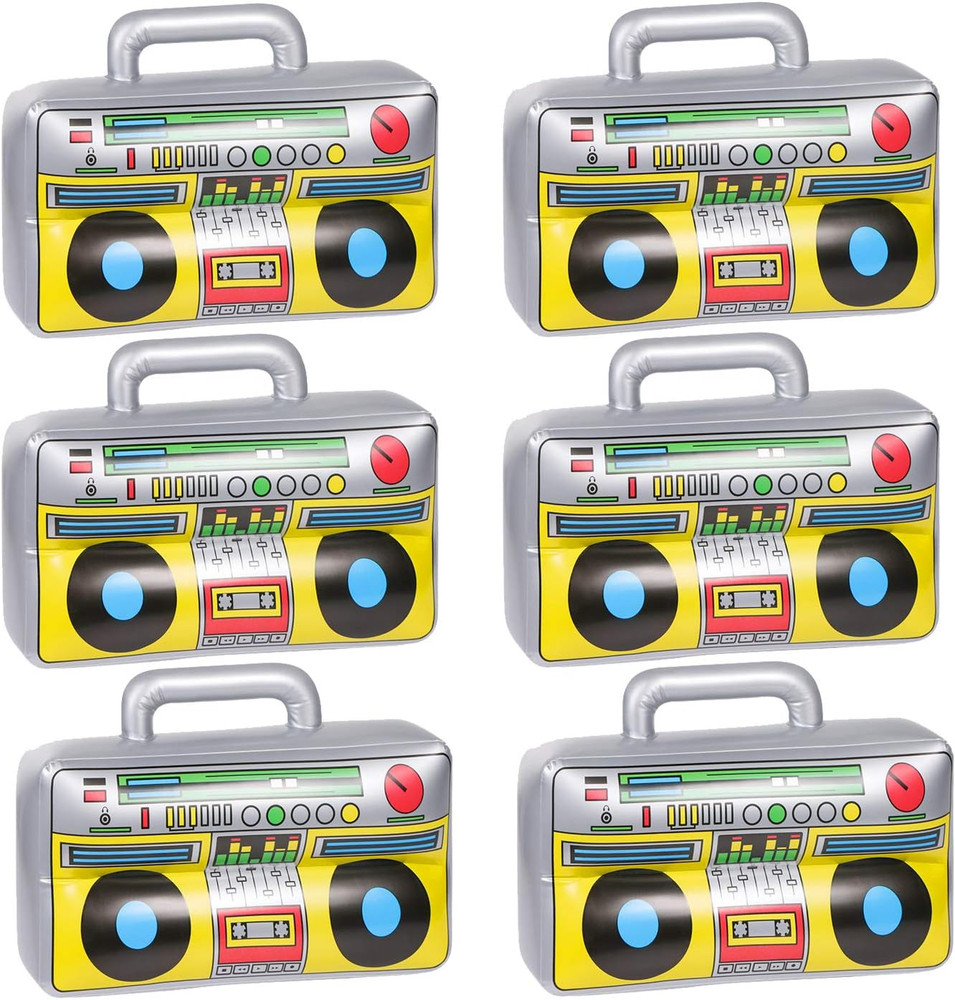 6 Pack Inflatable Boombox 80s 90s Party Decorations Hip Hop Retro Costume Props!