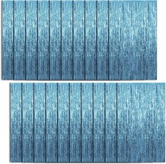 Reusable 20-Pc Sky Blue Tinsel Foil Fringe Curtains for Memorable Celebrations