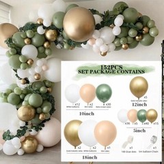 Light olive green blue Beige Metallic Gold Balloon arch kit for party decoration