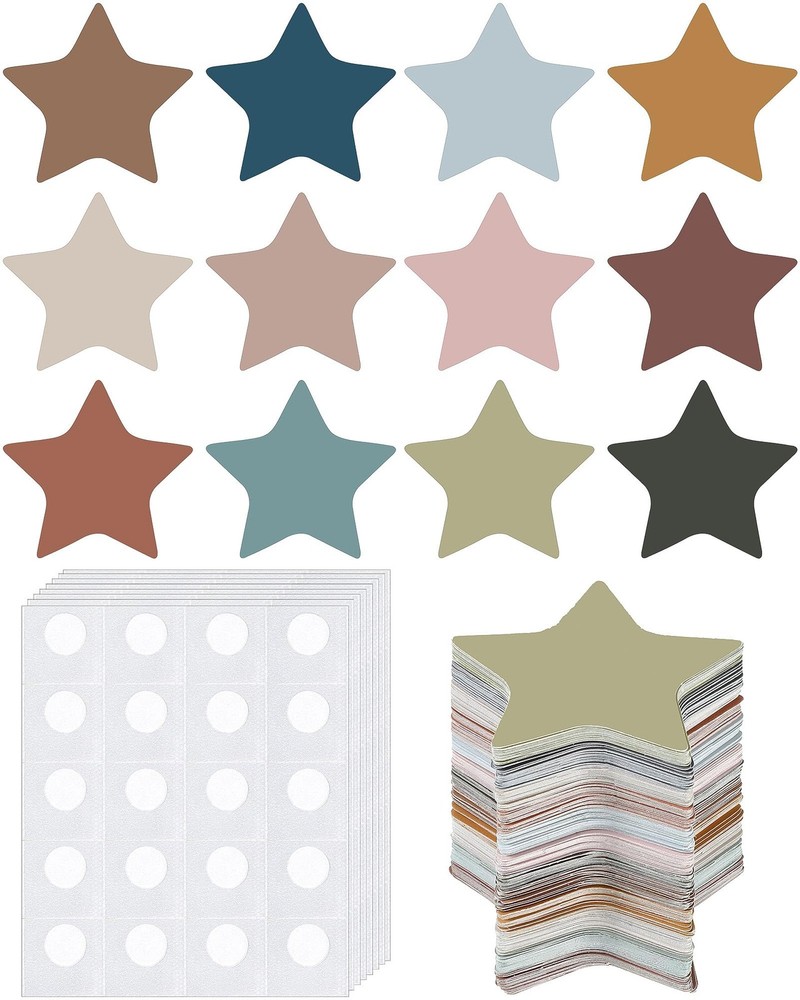 600 PCS 2 inch Star Cutouts Morandi Color Paper for Bulletin Board Decor