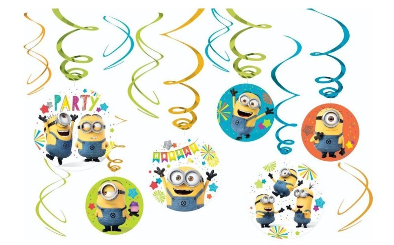 Minions Party Decorations 12pk Hanging Swirl Despicable Me Minion Party Supplies