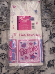 1997 BARBIE Table Cover Cheerleader Barbie by Party Express 54″ x 89″ NOS