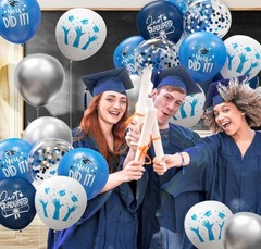 2026 Graduation Party Decorations, 70pcs Grad Balloons Blue and White Graduat…