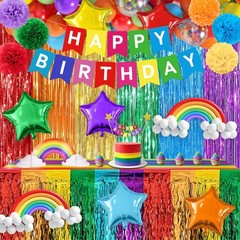 Rainbow Birthday Decorations, 104Pcs Colorful Birthday Party Decorations for …